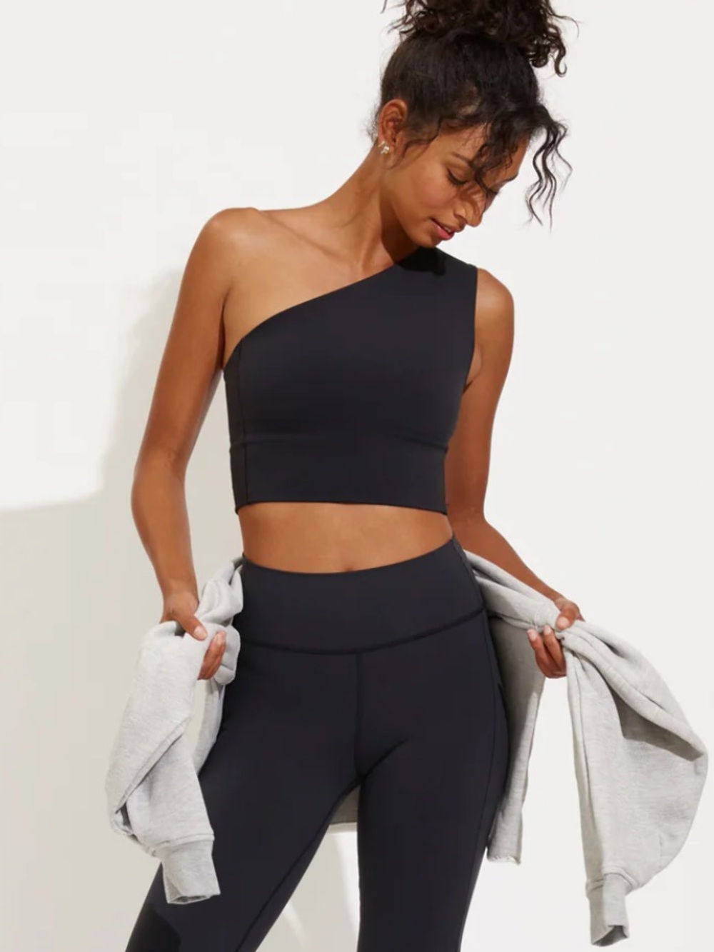 Left on Friday One-Shoulder Black Tank Top